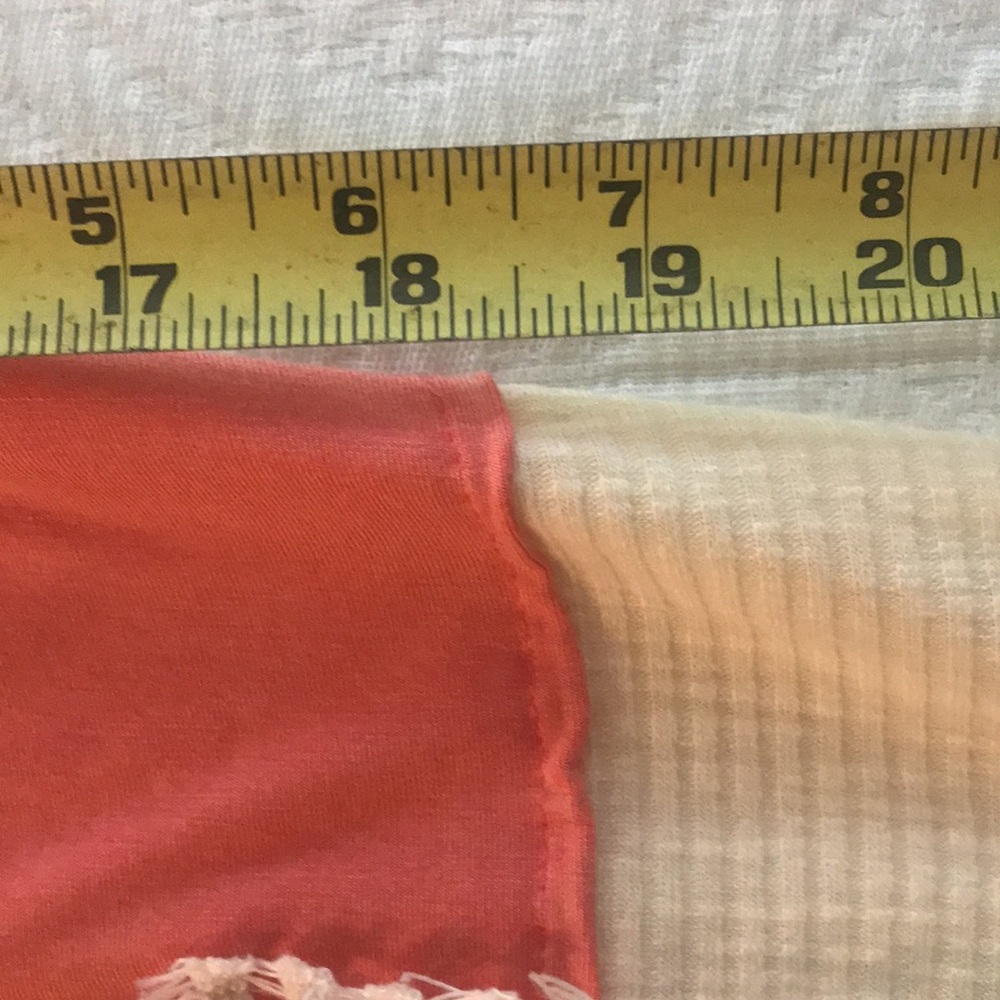 POL Salmon Pink & Cream Crochet Patchwork Color Block Boho Knit Top L - Picture 10 of 14